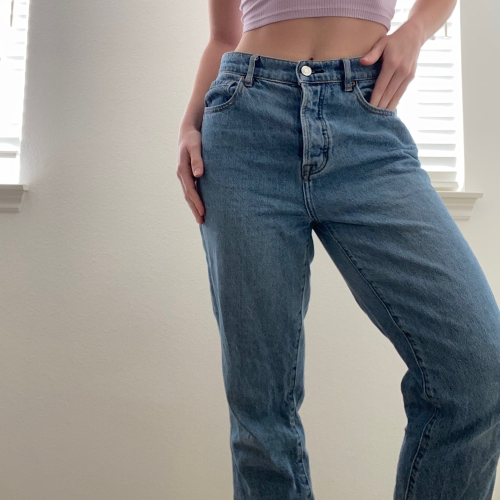 high rise straight jeans